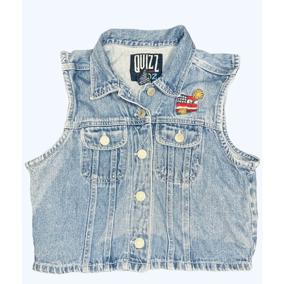 Quizz Other - Vintage 80s 90s QUIZZ KIDZ Denim Jean Vest Western Button Up Size Large